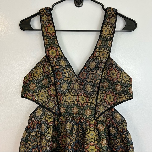 NWT Ecote Urban Outfitters Metallic Catherdal Party Mini Dress Size 6 - Picture 4 of 16